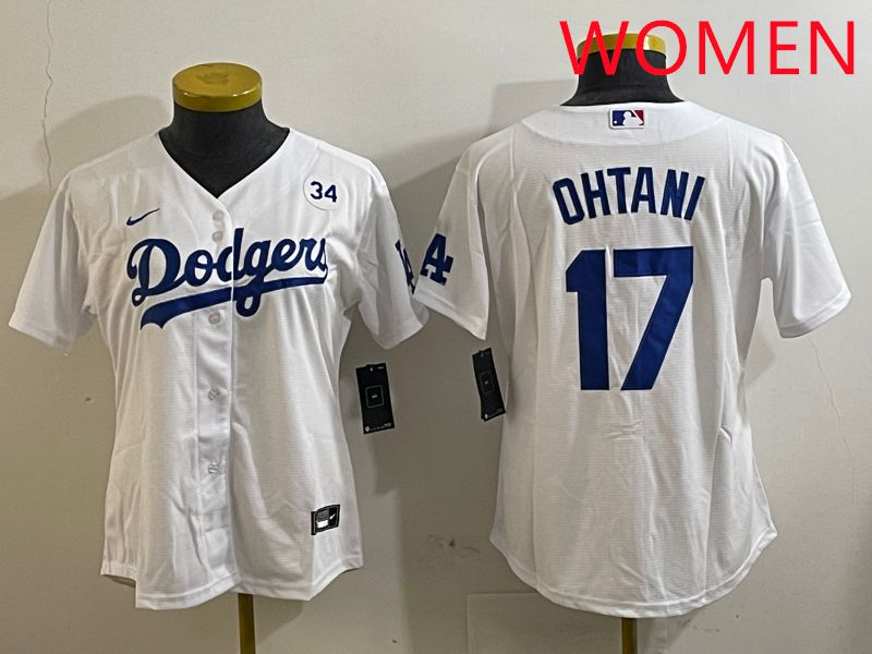 Women Los Angeles Dodgers #17 Ohtani White Game 2025 Nike MLB Jersey style 3186->women mlb jersey->Women Jersey